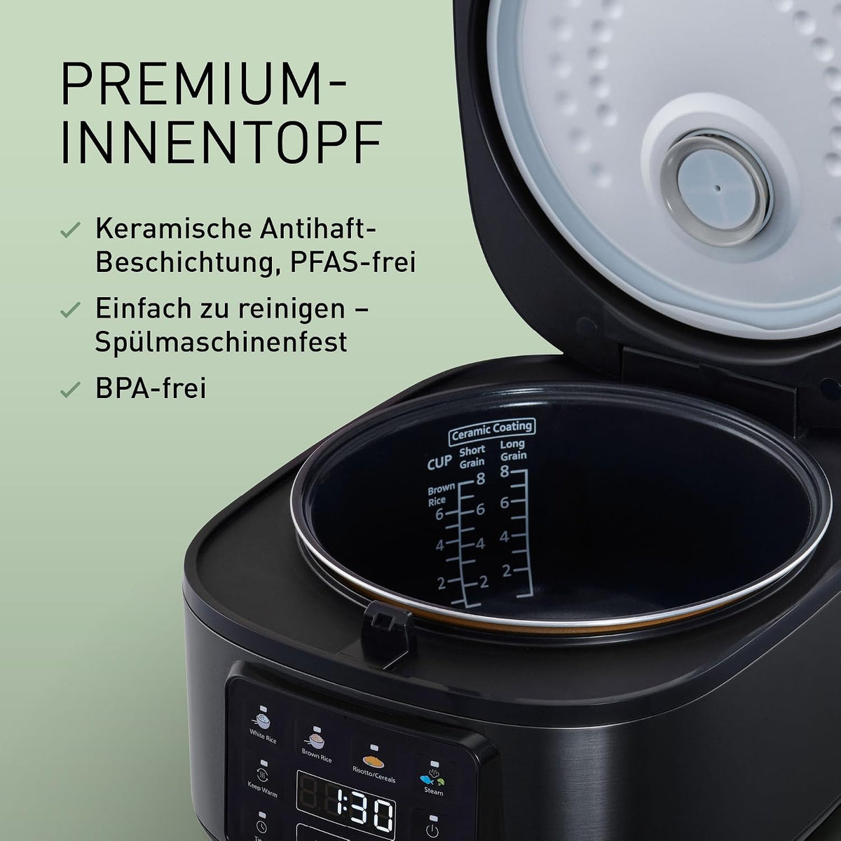 Panasonic SR-DA152KXE Arrocera automática con vaporera, 1,5 litros, 8 tazas, lógica difusa (Fuzzy Logic), indicador de proporción de agua, libre de BPA, función de mantener caliente, inicio programado, piezas aptas para lavavajillas, negro