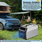 Aire acondicionado de camping de 3500 BTU con compresor real, aire acondicionado portátil para tienda de campaña, caravana y camión, aire acondicionado móvil con deshumidificación y modo de suspensión, plateado