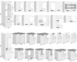 Cocina compacta Belini Madison - Muebles de cocina de 240 cm, cocina equipada sin electrodomésticos, con armarios altos y bajos, con encimeras, blanco brillo
