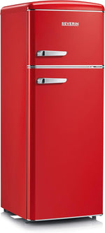 SEVERIN Retro - Frigorífico combi, compacto y eficiente, 4 estantes ajustables en altura y una gran cajonera para verduras, 206 L de capacidad útil, color crema, RKG 8933