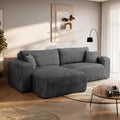 Sofá esquinero BROMARKT con función cama gris oscuro, sofá en forma de L de tela de pana con arcón, sofá cama para salón con espacio de almacenamiento, sofá esquinero de 3 plazas, conjunto de salón 244x148x82 cm TILIO