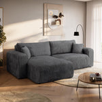 Sofá esquinero BROMARKT con función cama gris oscuro, sofá en forma de L de tela de pana con arcón, sofá cama para salón con espacio de almacenamiento, sofá esquinero de 3 plazas, conjunto de salón 244x148x82 cm TILIO