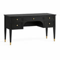 Escritorio de madera negro con detalles dorados 150cm x 60cm x 75cm