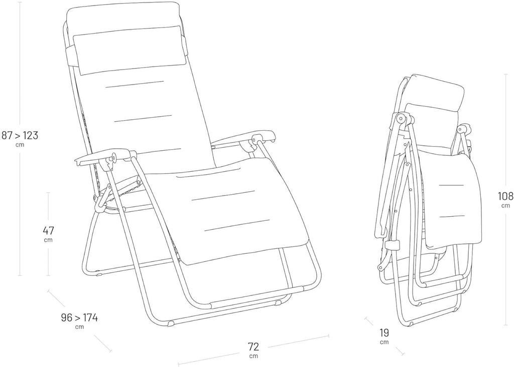 Lafuma MOBILIER - Gepolsterter Relaxsessel Zero Gravity RSX Clip XL - Klappbarer Liegestuhl für Garten und Innenbereich - Strapazierfähiges AirComfort®-Gewebe - Mehrpositionenliege XL, Komfortabel
