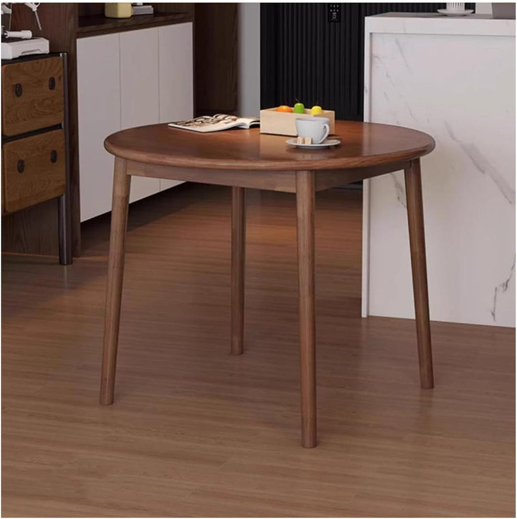 Mesa de comedor redonda de madera maciza para 2-4 personas, mesa de cocina rústica de estilo granja con madera de abeto resistente y travesaño, mesa de comedor pequeña y compacta de mediados de siglo, montaje sencillo (Tamaño: 60x60 cm, Color: C)