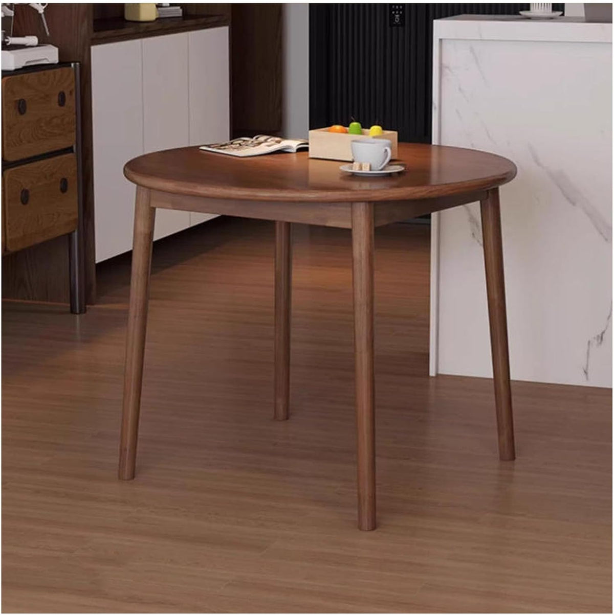 Mesa de comedor redonda de madera maciza para 2-4 personas, mesa de cocina rústica de estilo granja con madera de abeto resistente y travesaño, mesa de comedor pequeña y compacta de mediados de siglo, montaje sencillo (Tamaño: 60x60 cm, Color: C)