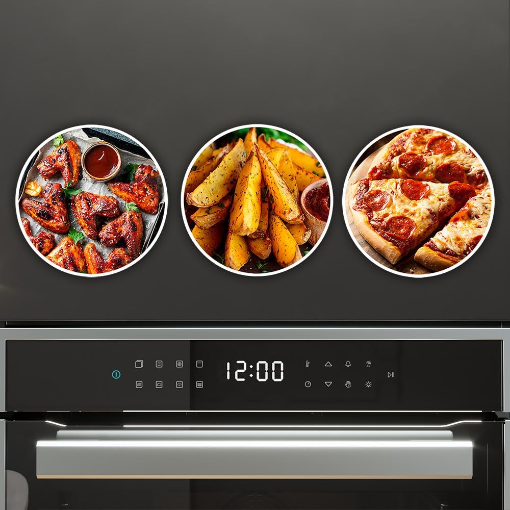 Horno empotrable pirolítico Cecotec 60 cm Bolero Hexa P506000 Edge A+. 3400W, 81L de capacidad, 11 funciones con Airfryer Master, Pizza Master, 3D Cooking, Steam Base X2, pirólisis
