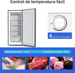 Congelador vertical independiente CHiQ, 145L de capacidad, congelación rápida, termostato ajustable, silencioso, puerta reversible, negro, clasificación energética E