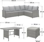 Conjunto de salón para jardín SVITA Monroe, muebles de salón de ratán sintético, grupo de asientos, gris