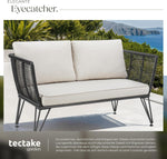 Sofá tipo lounge de ratán tectake®, muebles de salón para exteriores, muebles de balcón, muebles de exterior, muebles de jardín de ratán, sofá de jardín con cojines impermeables para exterior, muebles de balcón para balcones pequeños, jardín de invierno