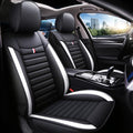 QWEDFSD Fundas de Asiento de Coche para MG MGS5 EV 2025, Protección Impermeable contra el Polvo, Juego Completo de Fundas de Asiento de Cuero, Blanco-Negro/C