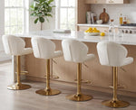chairus 2er Set Barhocker Drehbar, Samt Barstuhl Höhenverstellbar, Moderne Barhocker für Küche Thekenhocker mit Fußstütze, Beige