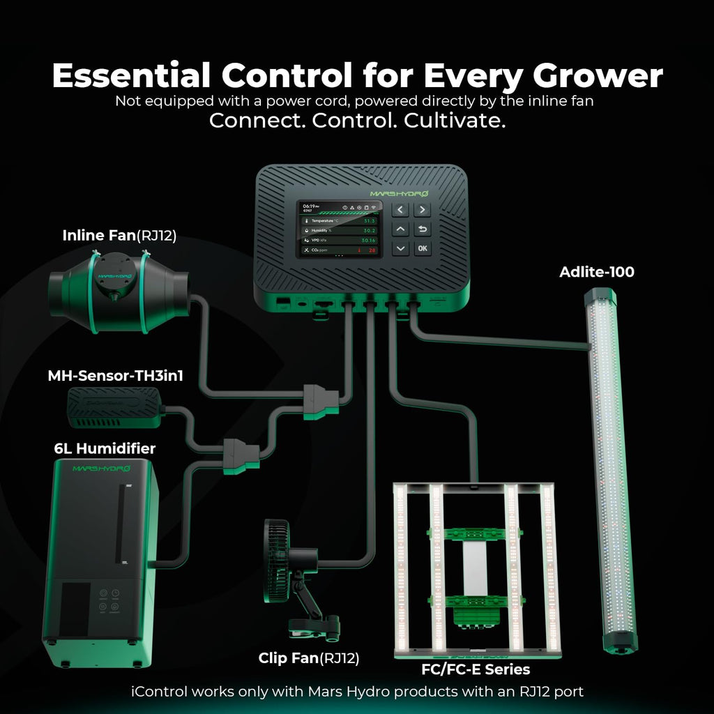 Set de cultivo completo para interior MARS HYDRO con controlador integrado WiFi, lámpara de cultivo TS1000 programable y regulable, armario de cultivo de 80x80x160 cm con alta reflectividad 1680D y kit de ventilación automática de 4"