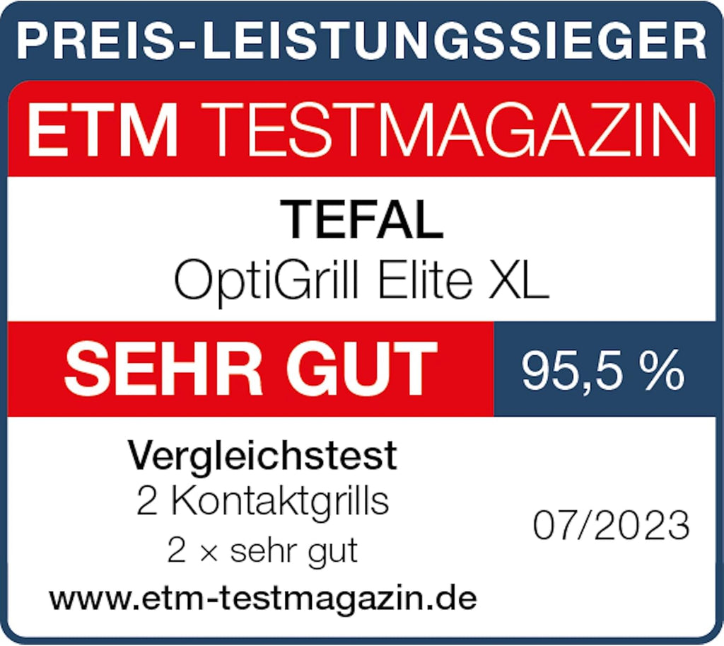 Tefal OptiGrill Elite XL Grill de contacto, 16 programas, pantalla digital con indicador de nivel de cocción, placas XL extraíbles, función Grill Boost, uso intuitivo, parrilla eléctrica, acero inoxidable, GC760D12