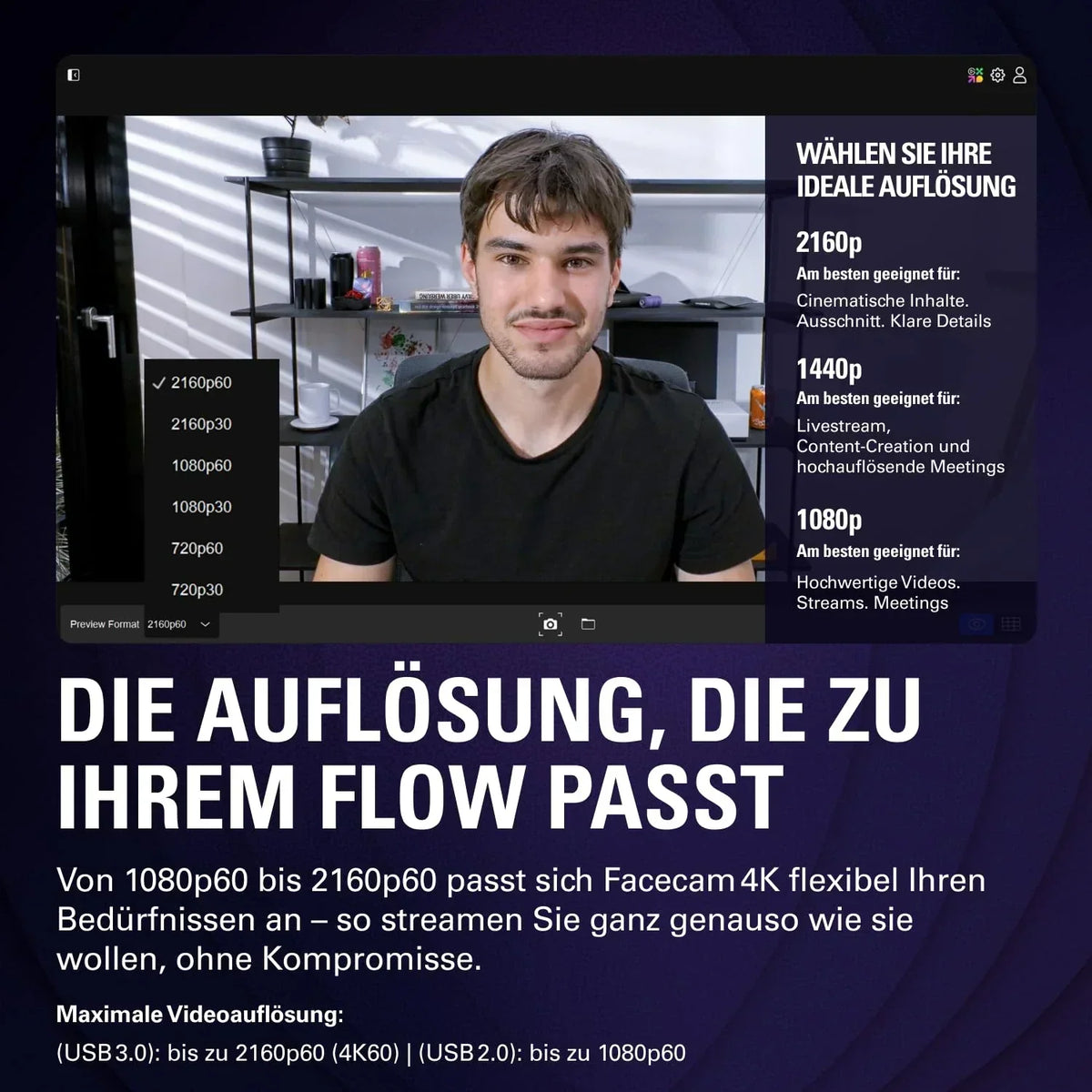 Elgato Facecam 4K, webcam de estudio 4K60, calidad similar a una réflex, sensor Sony STARVIS 2, filtro de lente de 49 mm, HDR sin compresión, USB-C