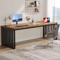 Escritorio Tribesigns de 180 cm, mesa de computadora grande, escritorio para PC, mesa de oficina con estructura de metal resistente, estación de trabajo para oficina en casa, mesas de despacho, mesa de conferencias (sin silla) (marrón)
