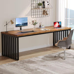 Escritorio Tribesigns de 180 cm, mesa de computadora grande, escritorio para PC, mesa de oficina con estructura de metal resistente, estación de trabajo para oficina en casa, mesas de despacho, mesa de conferencias (sin silla) (marrón)