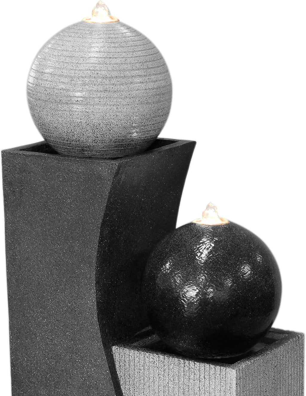 Fuente de jardín Dehner Ying Yang con iluminación LED, aprox. 94 x 41,5 x 24 cm, poliresina, gris