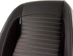 Asiento tipo baquet AutoStyle 'Classic II' - Piel sintética negra + ante + costuras grises - Respaldo ajustable a la izquierda - incl. guías