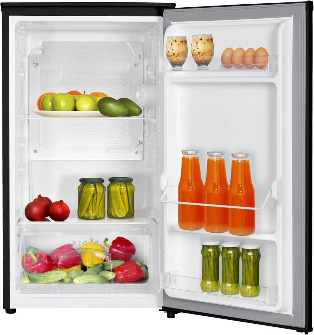 Amica Vollraum-Kühlschrank Freistehend 85x47,5x44,5 cm 90L Inverter Kompressor LED Beleuchtung Gemüseschublade Türablagen AVK 3510 SW - Schwarz
