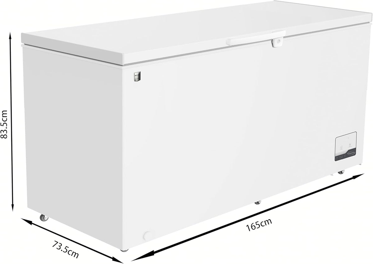 METRO Professional Arcón congelador GHF2500, 500 L, 125 W, congelador horizontal, 2 cestas de almacenamiento, cerradura de puerta, alarma de temperatura, ruedas, blanco