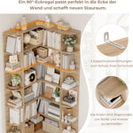 Estantería esquinera de pie FirFurd de 185 cm, librería rinconera con 6 niveles, armario esquinero en forma de L, vitrina de esquina para despacho, salón o cocina, 80 x 84 x 185 cm, roble