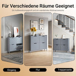 SoBuy Zapatero estrecho con 4 puertas abatibles, mueble zapatero alto y compacto, armario para zapatos con 4 estantes, organizador cerrado para recibidor, pasillo y vestíbulo, 100x91x19cm, Gris claro FSR100-HG
