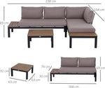Outsunny 3-teiliges Gartenmöbel-Set mit Beistelltisch, Sofa mit Kissen, Outdoor, Aluminium, 164 x 74 x 69 cm