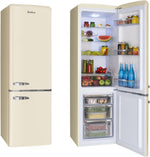 Amica Retro Kühl-Gefrierkombination 244L 181 x 55 x 61,5cm KGCR 387 101 B | 181L Kühlteil 63L Gefrierteil, LED Beleuchtung, Automatische Abtauung, Sicherheitsglas, Chrom-Flaschengitter, Leiser Betrieb