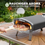 Horno de pizza de gas portátil Mimiuo con piedra para pizza y pala | Horno para pizza para balcón, terraza y jardín, calentamiento rápido y distribución uniforme del calor para resultados de pizza auténticos