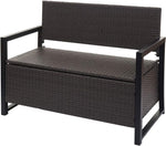 Banco de jardín Mendler Poly-Rattan 2 plazas HWC-F39AM, banco arcón, compartimento de almacenamiento con cojín - gris, cojines negros