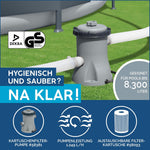 Set de piscina con estructura Bestway Power Steel, ovalada, con bomba de filtrado, 305 x 200 x 84 cm, gris, 5614A