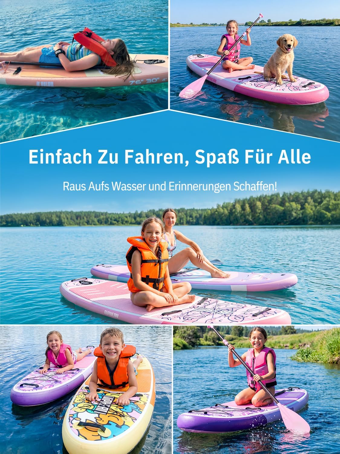 Tabla de Stand Up Paddle Niphean con asiento, tabla de SUP (ultraligera) para mujer, tabla de paddle surf con aleta estabilizadora StabilTrac +30%, tabla de paddle inflable antideslizante, apta para yoga y mascotas