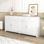 Aparador Ymkua, buffet, cómoda para salón y comedor, armario de almacenamiento con 4 puertas y 3 cajones, mueble de salón moderno, 160x37x75 cm, madera y blanco