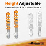 maXpeedingrods 4 Lotes de Coilovers Amortiguadores Roscados para VW Corrado Golf MK2 MK3 Jetta II? Kit de Resortes de Suspensión Amortiguadores de Altura Ajustable - Dorado