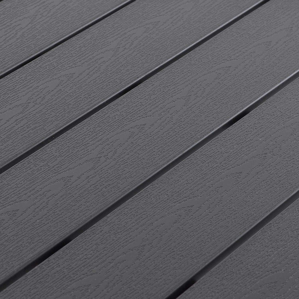 XL Gartentisch Aluminium Non Wood Silber/Schwarz Esstisch Gartenmöbel Tisch Holzimitat wetterfest 180x90x74cm