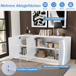 Aparador de salón de alto brillo con 3 puertas, buffet con puertas LED, mueble de salón moderno, armarios de almacenamiento para salón, comedor y pasillo, blanco