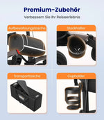 Andador plegable y ligero VOCIC con asiento, ruedas de caucho macizo, ajustable en altura, aluminio, gris, para exteriores