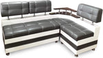 Banco esquinero Rodnik color latte, comedor, banco de asiento gris, moderno, piel sintética con repisa y espacio de almacenamiento