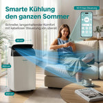 SereneLife klimagerät Mobil- mit Abluftschlauch, 12000 BTU WLAN, 4-in-1 Klimaanlage- Kühlen/Heizen/Ventilieren/Entfeuchten, Digitaldisplay, Timer und Fensterkit, bis 35m², für heiße Sommertage