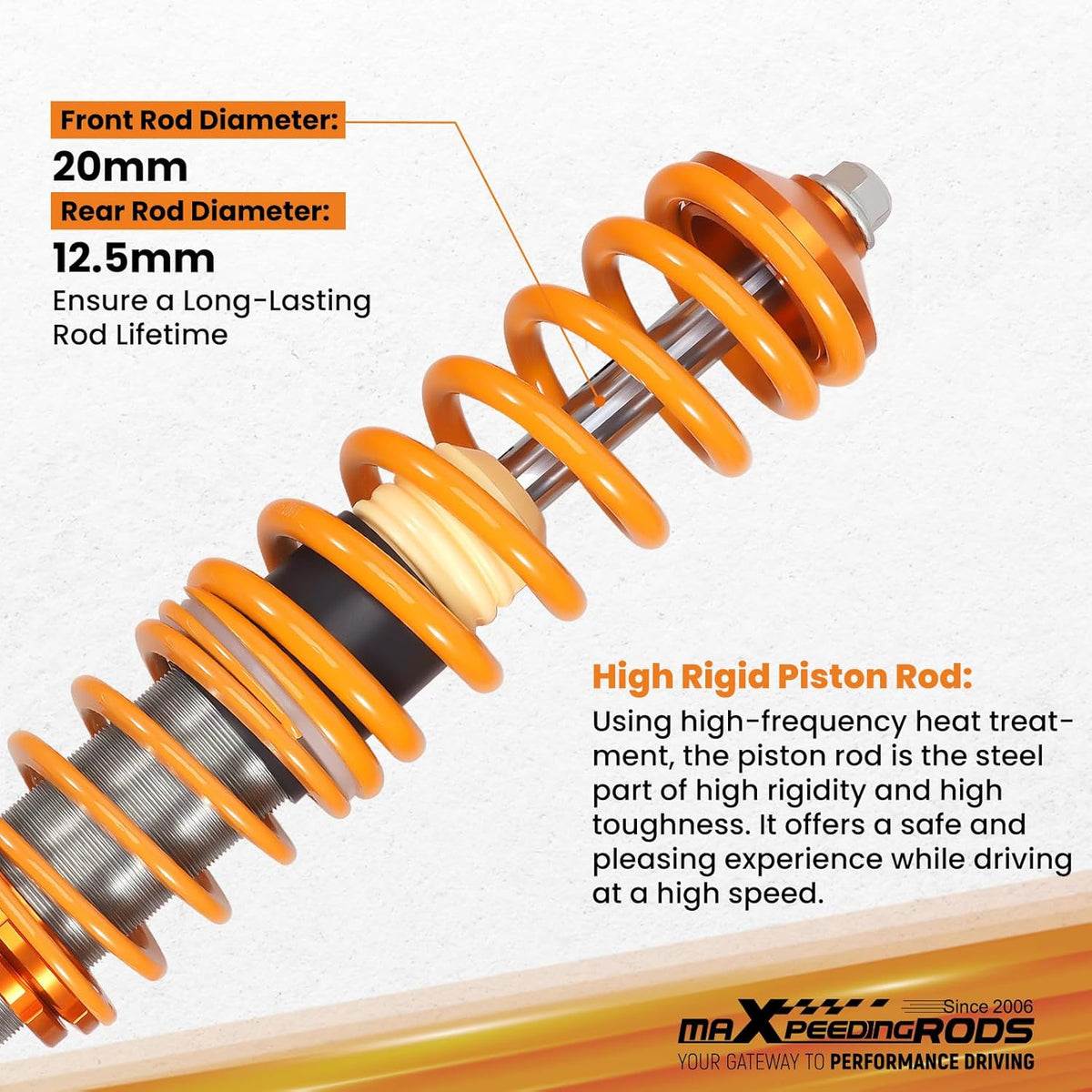 maXpeedingrods 4 Lotes de Coilovers Amortiguadores Roscados para VW Corrado Golf MK2 MK3 Jetta II? Kit de Resortes de Suspensión Amortiguadores de Altura Ajustable - Dorado