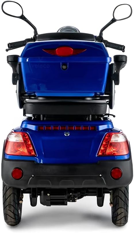 VELECO Scooter eléctrico para personas mayores con batería de iones de litio de 4 ruedas y 1000 W FASTER (AZUL)
