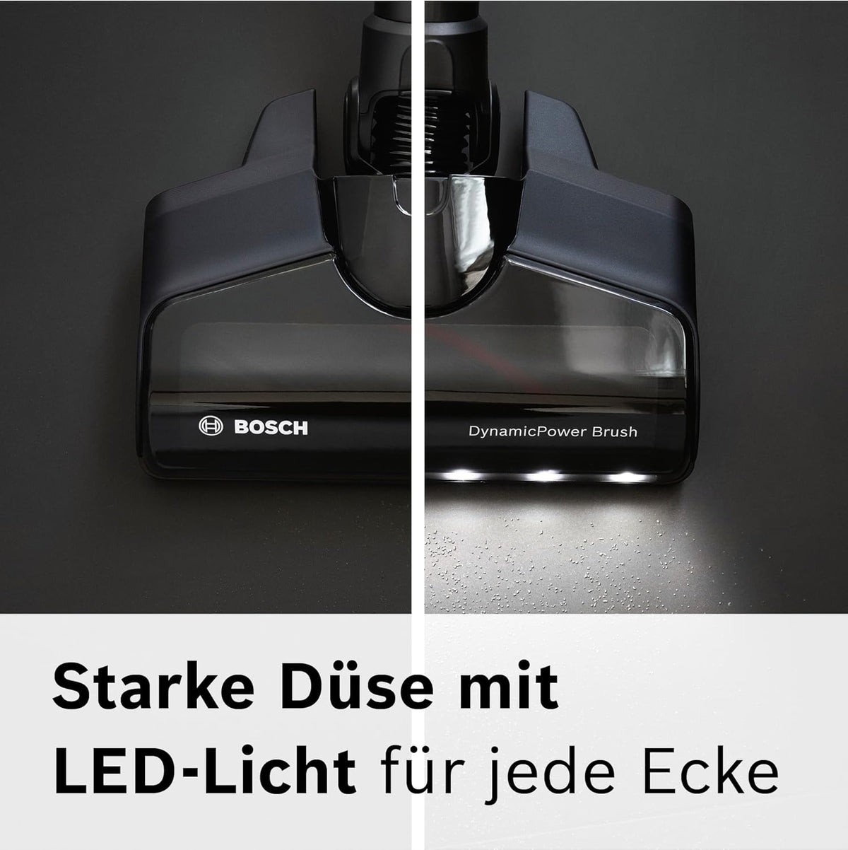 Bosch Akku-Staubsauger Unlimited 7 BCS711A, kabelloser Handstaubsauger, beutellos, Wechselakku, Knickrohr, Hygiene-Filter, 10 Jahre Motorgarantie, Fugendüse, LED-Beleuchtung, Turbostufe, grau