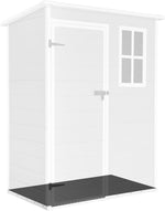 Wasabi - Caseta de resina para jardín Unit 1.4 – Ventana de luz natural - Suelo incluido - Paneles de 12 mm de espesor - Gris y blanco - Cobertizo de PVC para almacenaje exterior - 1,37 m² - Techo plano