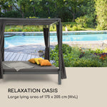 blumfeldt Senator Lounge - Tumbona de jardín doble con toldo, cenador tipo lounge, 188 x 208 x 205 cm, acolchado cómodo, cortinas de privacidad, resistente al agua, estructura de acero, máx. 350 kg, gris