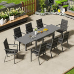 Devoko Gartenmöbel Set 6 Personen,6+1 Aluminium Tisch und Stühle Set Balkonmöbel, 6 Stapelbare Gartenstühle und 1 130/260 cm Dehnbarer Gartentisch,Terassen möbelsets außen Lounge, Dunkelgrau
