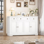 FirFurd Sideboard Küchenschrank mit Arbeitsplatte Buffetschrank Sideboard für Küche Wohnzimmer Wohnzimmerschrank mit 3 Schubladen und 4Türen Küchenbuffet mit Verstellbares Regal 134x87x40 cm weiß