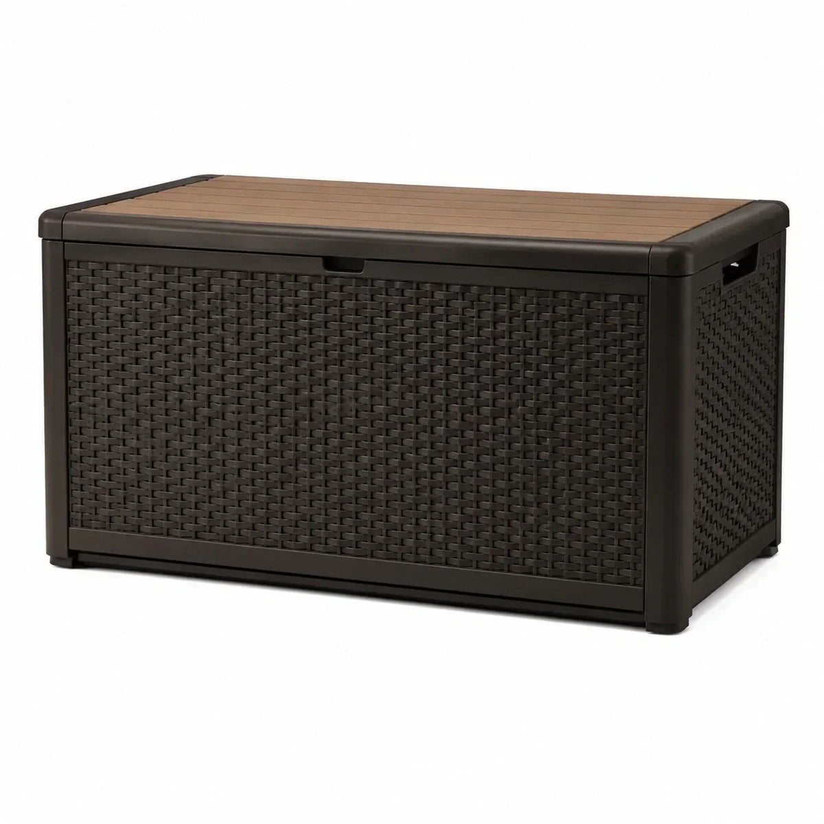 Caja de almacenamiento de polipropileno con aspecto de ratán, marrón, 120x50x60 cm