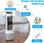 Enfriador de aire de torre premium BE COOL con depósito de agua de 10L y Wi-Fi – 38W, 24 velocidades, 3 modos de viento, alcance de flujo de aire de 12,5m, pantalla LED, control remoto, temporizador, función de secado de aire
