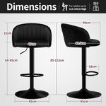 STOOLINK Juego de 2 taburetes de bar, regulables en altura, de tela de terciopelo, giratorios 360°, con respaldo y reposabrazos, para cocina, comedor, café, bistró - Negro